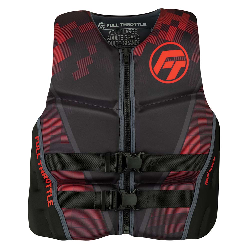 Full Throttle Mens Rapid-Dry Flex-Back Life Jacket - XL - Black/Red [142500-100-050-22] - Premium Life Vests from Full Throttle - Just $67.99! 