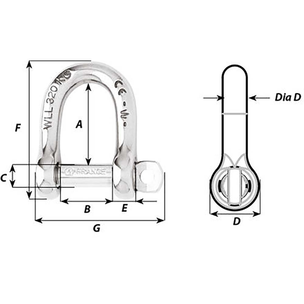 Wichard Self-Locking D Shackle - Diameter 6mm - 1/4" [01203] - Premium Shackles/Rings/Pins from Wichard Marine - Just $14.99! 