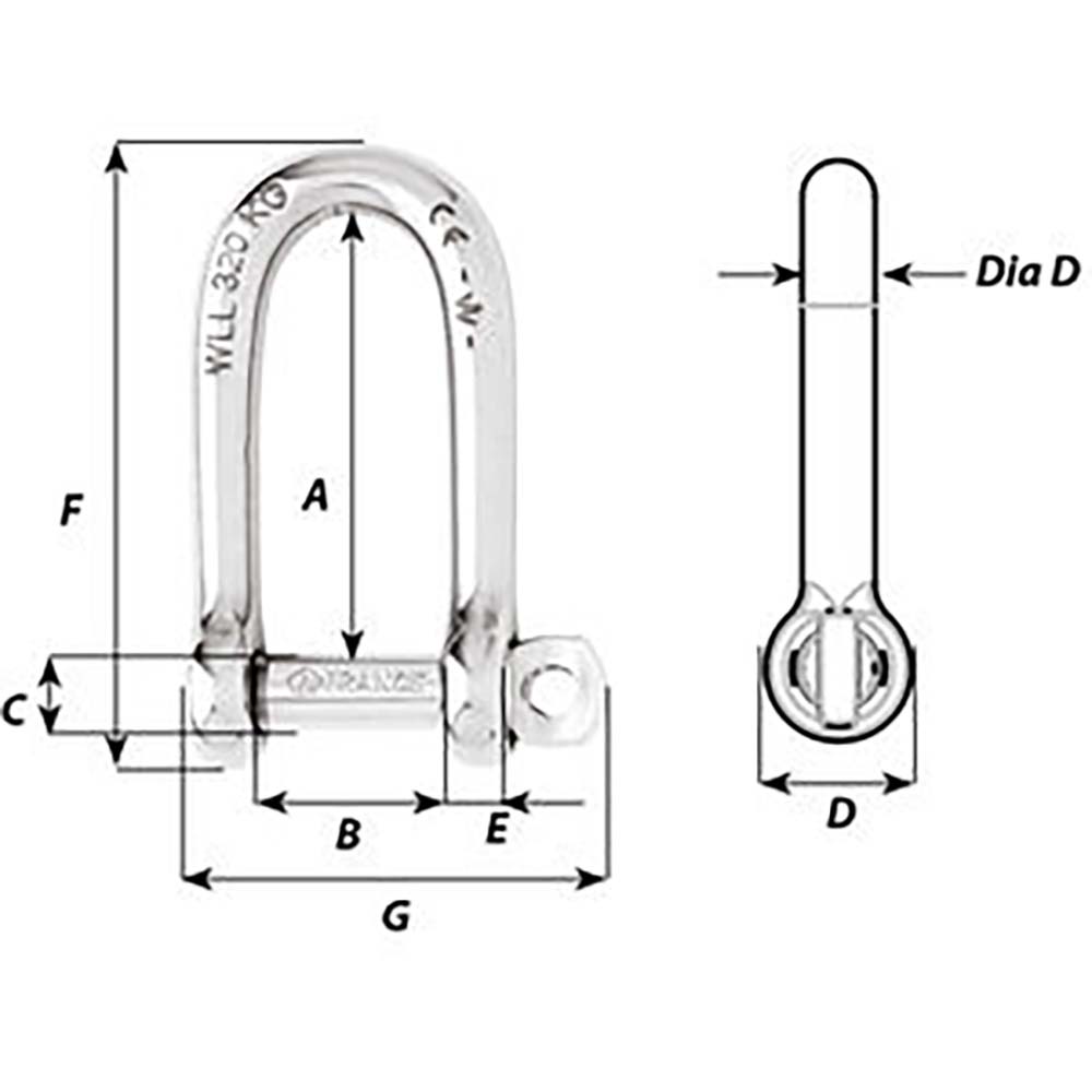 Wicahrd Self-Locking Long D Shackle - Diameter 5mm - 3/16" [01212] - Premium Shackles/Rings/Pins from Wichard Marine - Just $13.99! 