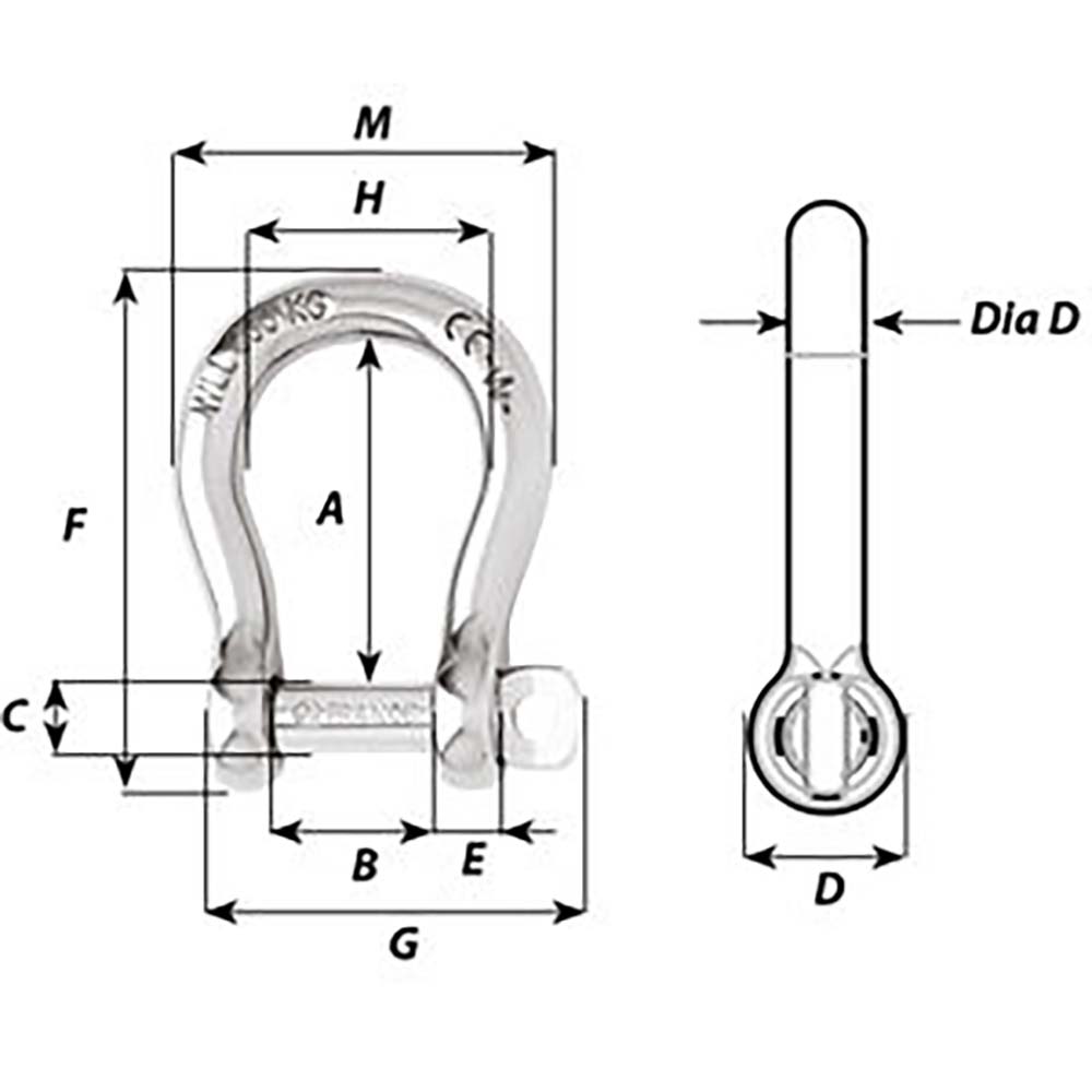 Wichard Self-Locking Bow Shackle - Diameter 6mm - 1/4" [01243] - Premium Shackles/Rings/Pins from Wichard Marine - Just $16.99! 