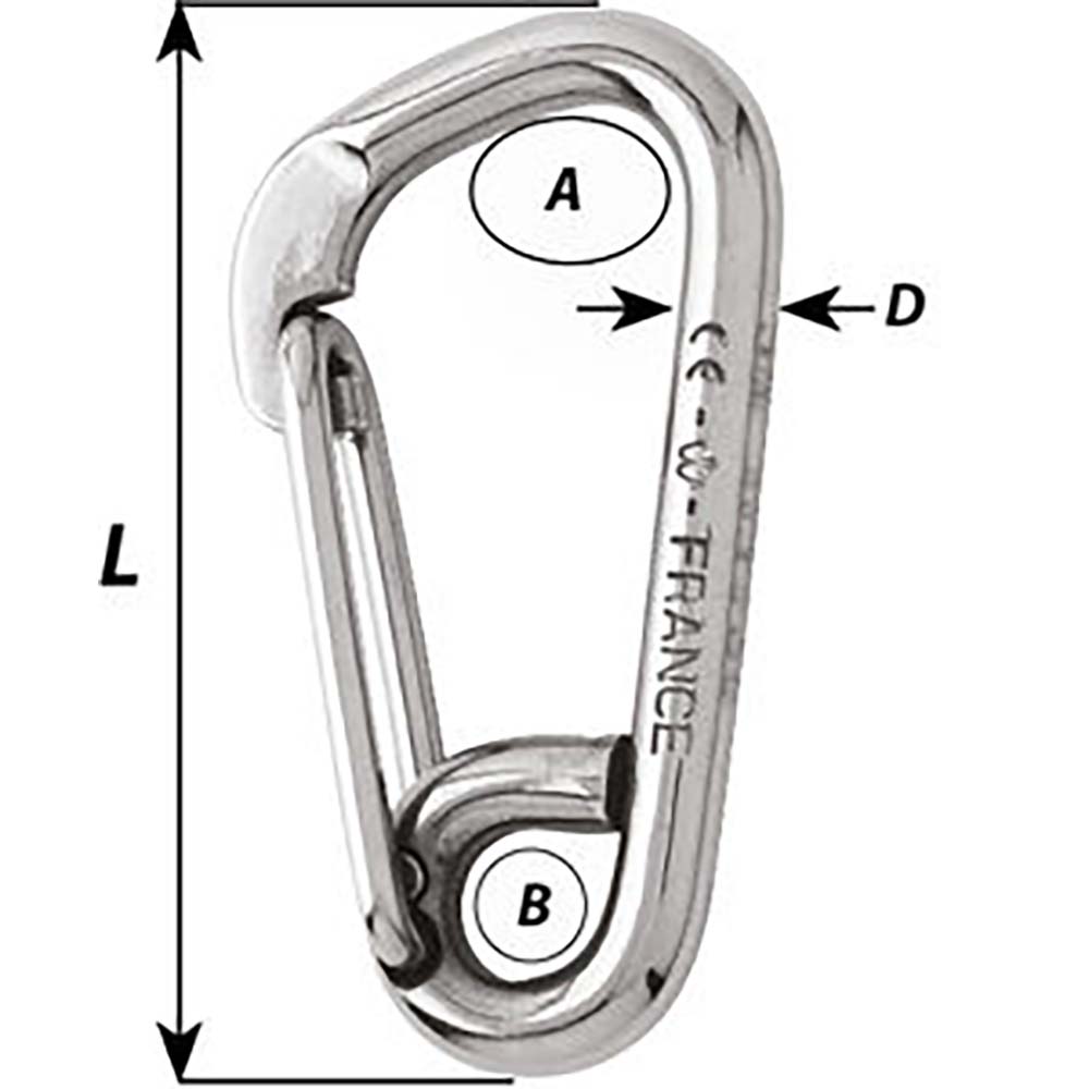 Wichard Asymmetric Carbine Hook - Length 80mm - 5/16" [02325] - Premium Hardware from Wichard Marine - Just $32.99! 