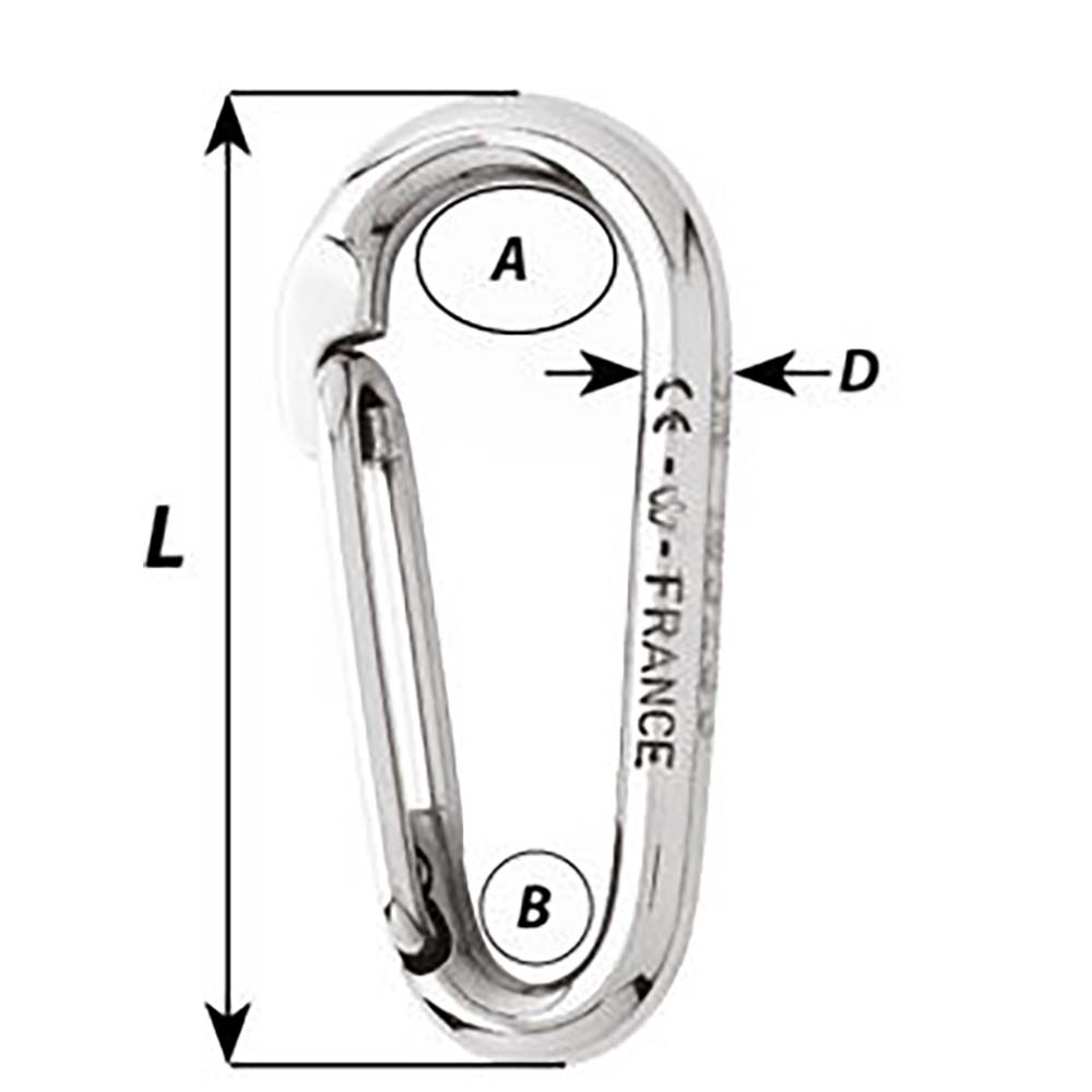 Wichard Symmetric Carbine Hook Without Eye - Length 60mm - 1/4" [02333] - Premium Hardware from Wichard Marine - Just $19.99! 