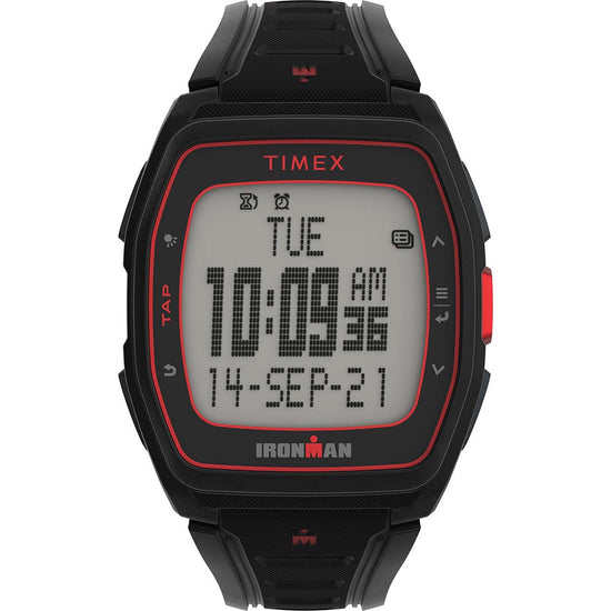 Timex IRONMAN T300 Silicone Strap Watch - Black/Red [TW5M47500] - Premium Watches from Timex - Just $44.99! 