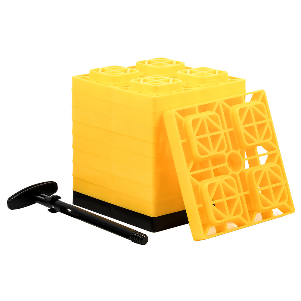 Camco FasTen Leveling Blocks w/T-Handle - 2x2 - Yellow *10-Pack [44512] - Premium Hitches & Accessories from Camco - Just $41.99! 