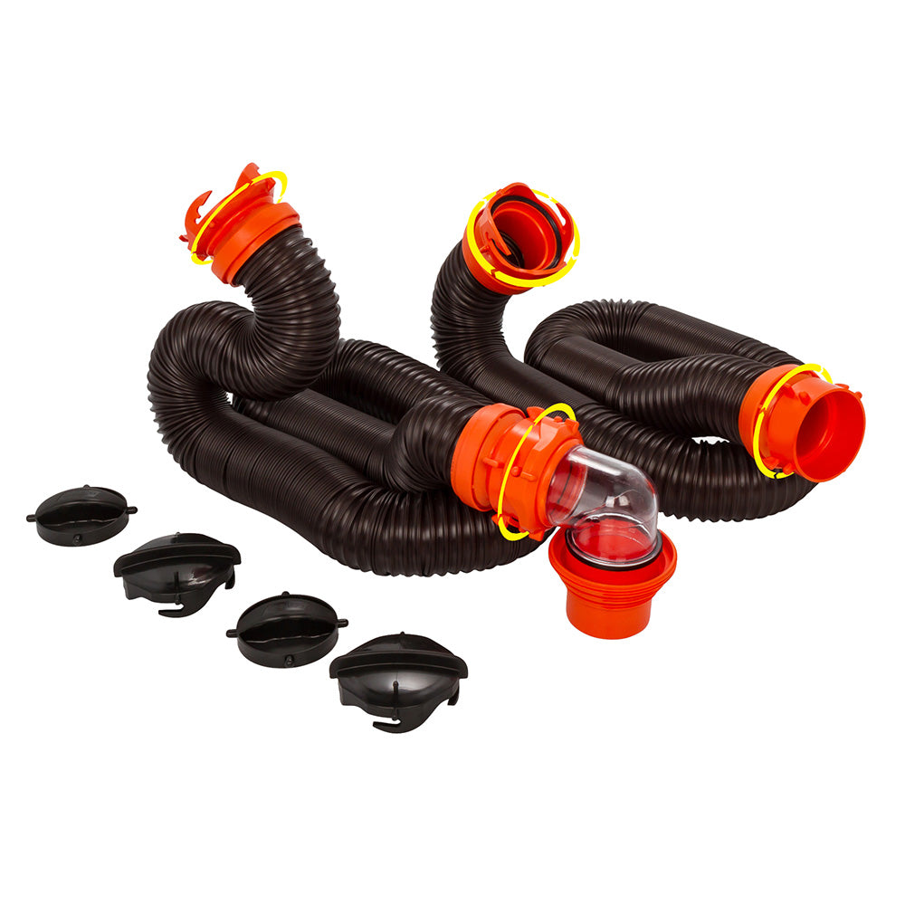 Camco RhinoFLEX 20 Sewer Hose Kit w/4 In 1 Elbow Caps [39741] - Premium Sanitation from Camco - Just $47.99! 