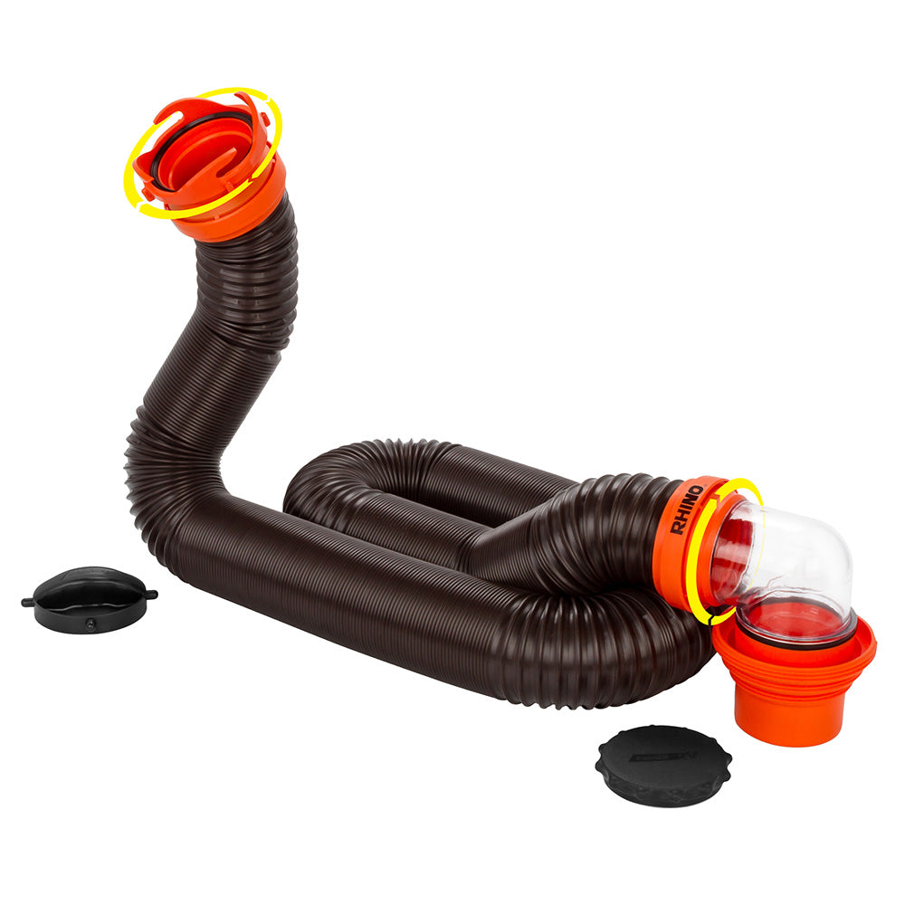 Camco RhinoFLEX 15 Sewer Hose Kit w/4 In 1 Elbow Caps [39761] - Premium Sanitation from Camco - Just $37.99! 