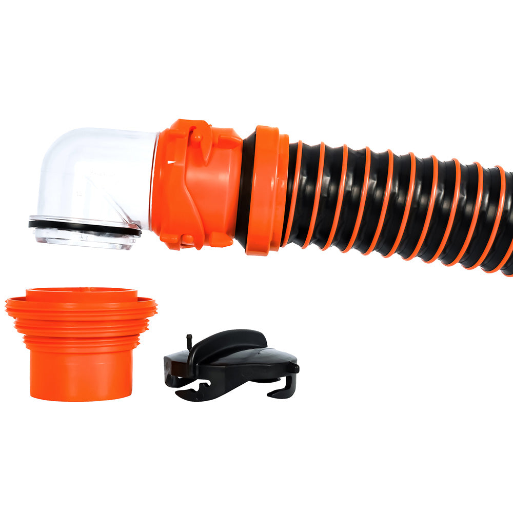 Camco RhinoEXTREME 15 Sewer Hose Kit w/ Swivel Fitting 4 In 1 Elbow Caps [39859] - Premium Sanitation from Camco - Just $56.99! 