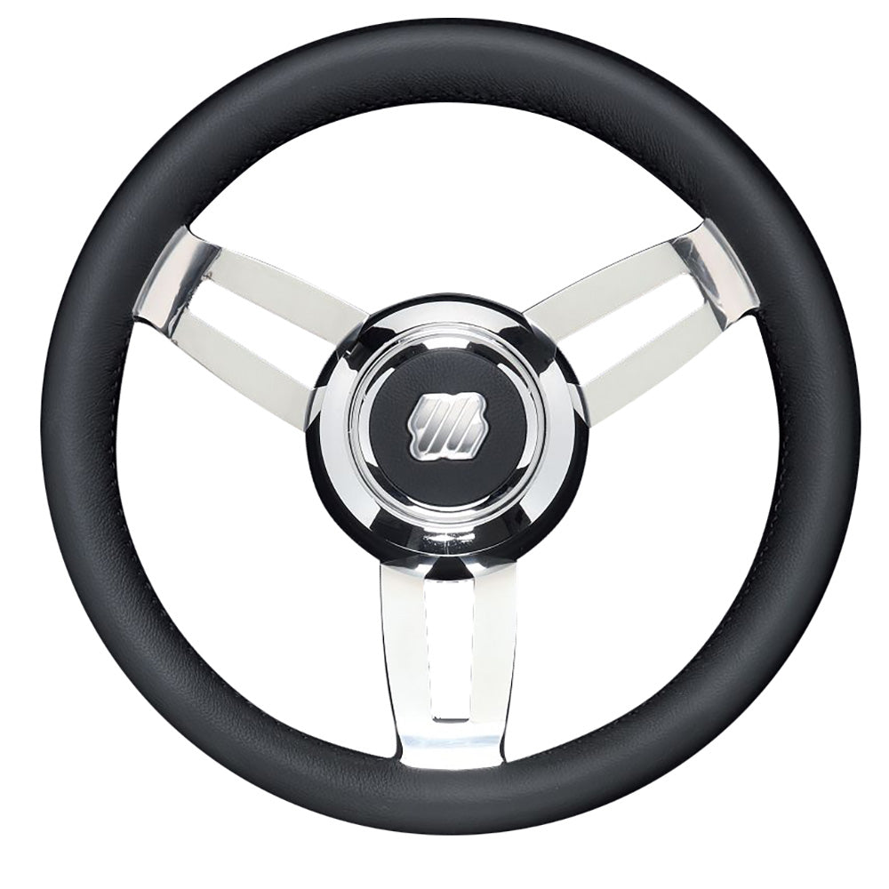 Uflex Morosini 13.8" Steering Wheel - Black Polyurethane w/Stainless Steel Spokes  Chrome Hub [MOROSINI U/CH/B] - Premium Steering Wheels from Uflex USA - Just $192.99! Shop now at Boat Gear Depot