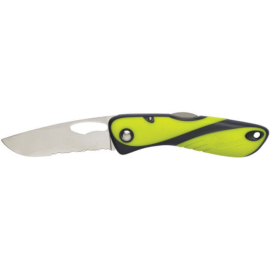 Wichard Offshore Knife - Single Serrated Blade - Fluorescent [10112] - Premium Knives from Wichard Marine - Just $38.99! 