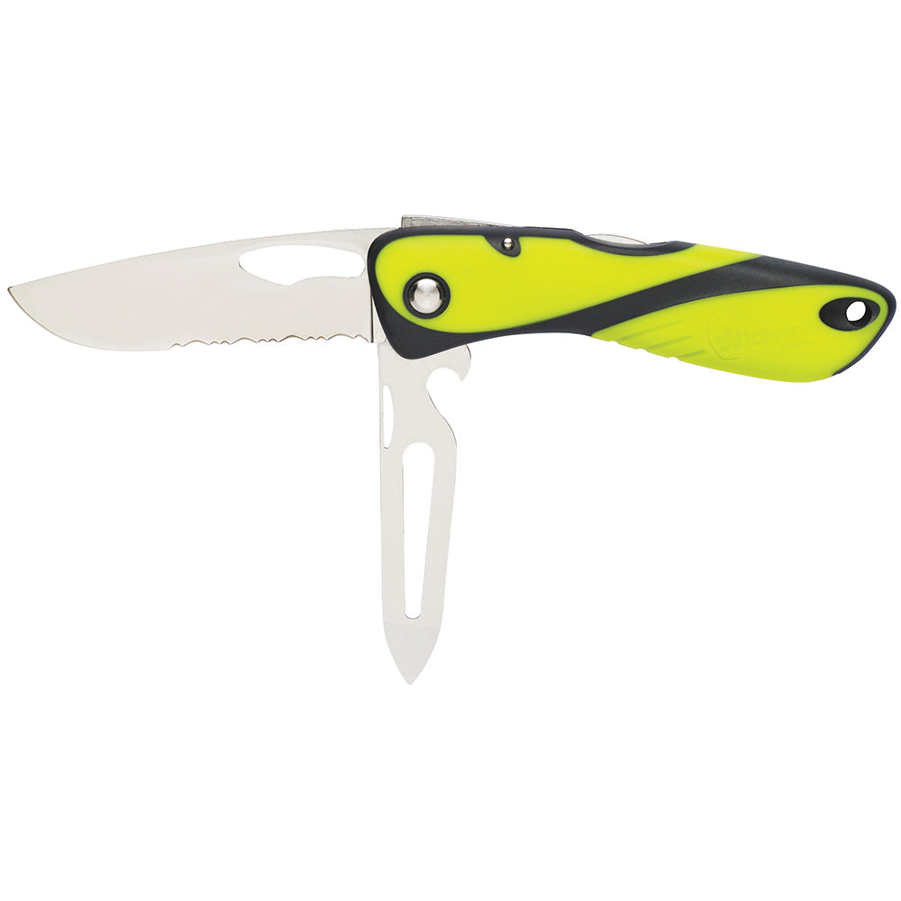 Wichard Offshore Knife - Serrated Blade - Shackler/Spike - Fluorescent [10122] - Premium Accessories from Wichard Marine - Just $46.99! 