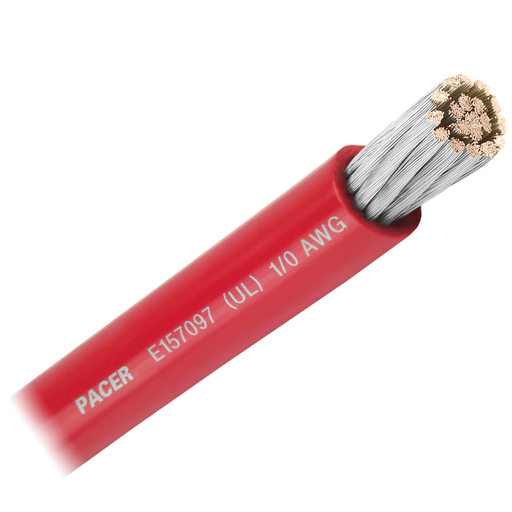 Pacer Red 1/0 AWG Battery Cable - Sold By The Foot [WUL1/0RD-FT] - Premium Wire from Pacer Group - Just $5.99! Shop now at Boat Gear Depot