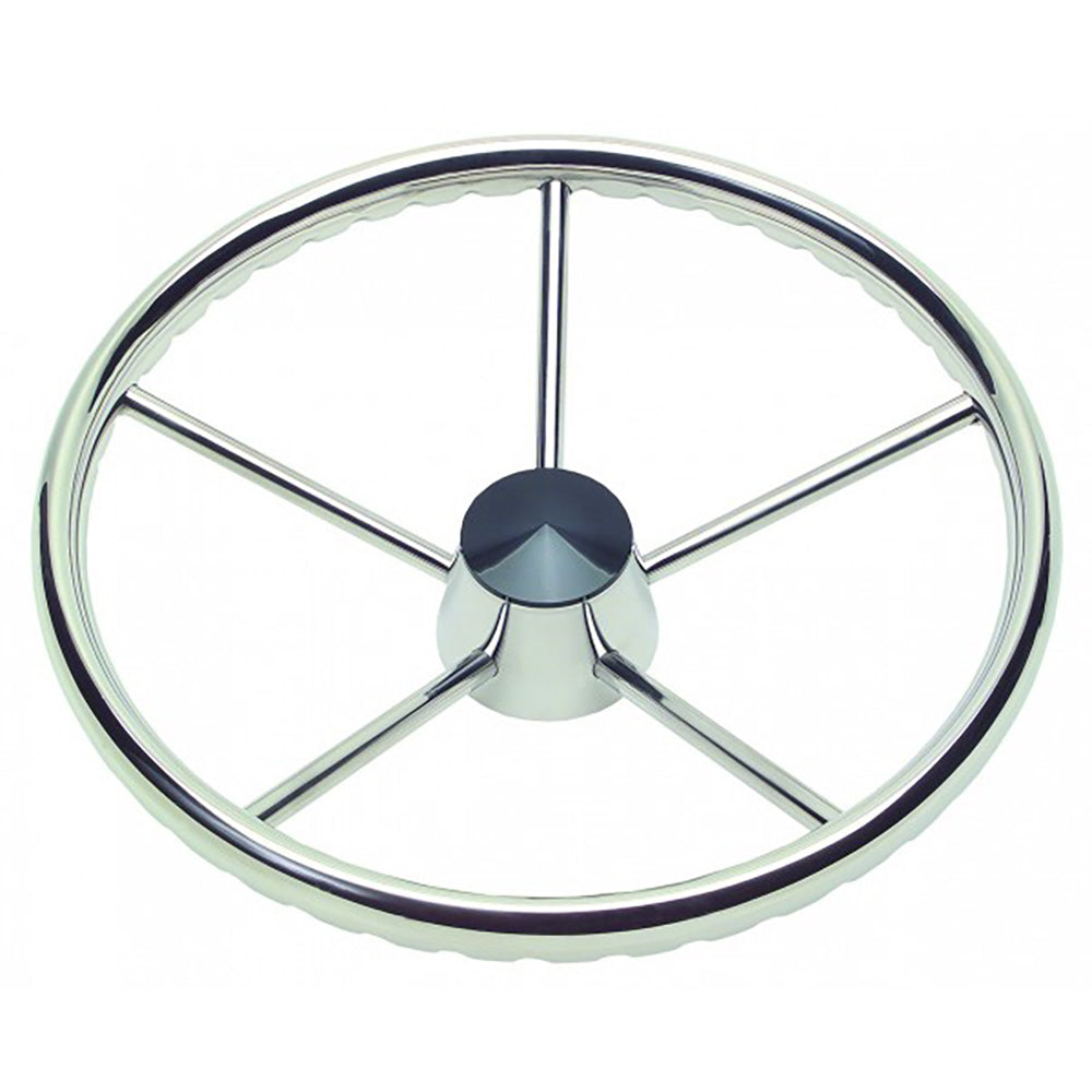 Schmitt Marine 170 Finger Grip Destroyer 5-Spoke 13.5" Stainless Steel Cap 3/4" Tapered Shaft w/Knob [1731321FGK-R] - Premium Steering Wheels from Schmitt Marine - Just $131.99! 