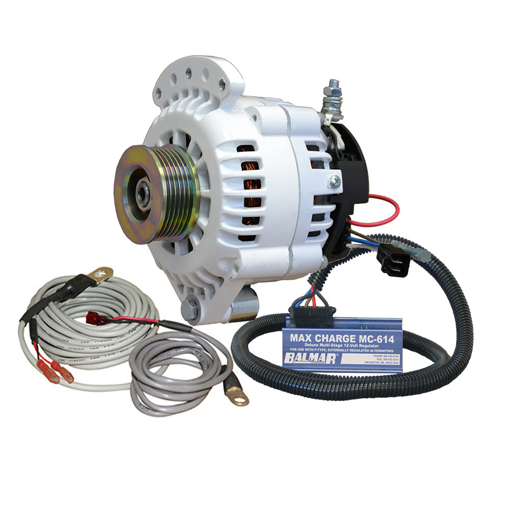 Balmar Alternator 100 AMP Kit 12V 1-2" Single Foot Spindle Mount K6 Pulley Regulator  Temp Sensor [621-VUP-MC-100-K6] - Premium Alternators from Balmar - Just $925! 