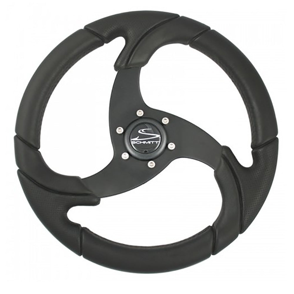 Schmitt Marine Folletto 14.2" Wheel - Black Polished Polyurethane - 3/4" Tapered Shaft w/Black Center Cap [PU026104-R] - Premium Steering Wheels from Schmitt Marine - Just $120.99! 