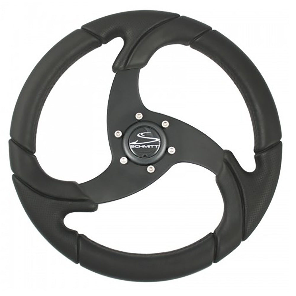 Schmitt Marine Folletto 14.2" Wheel - Black Polyurethane - 3/4" Tapered Shaft w/Black Center Cap [PU021104-R] - Premium Steering Wheels from Schmitt Marine - Just $106.99! 