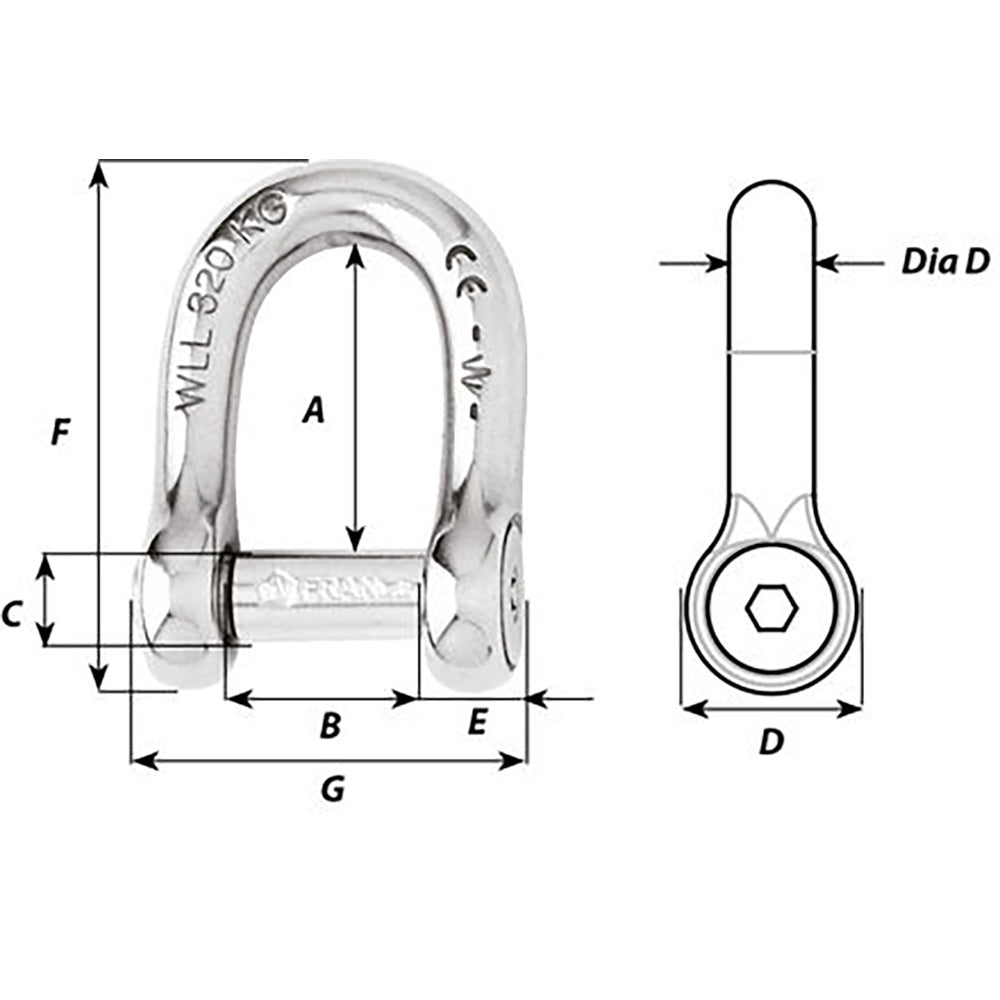 Wichard Self-Locking Allen Head Pin D Shackle - 6mm Diameter - 1/4" [01303] - Premium Shackles/Rings/Pins from Wichard Marine - Just $23.99! 