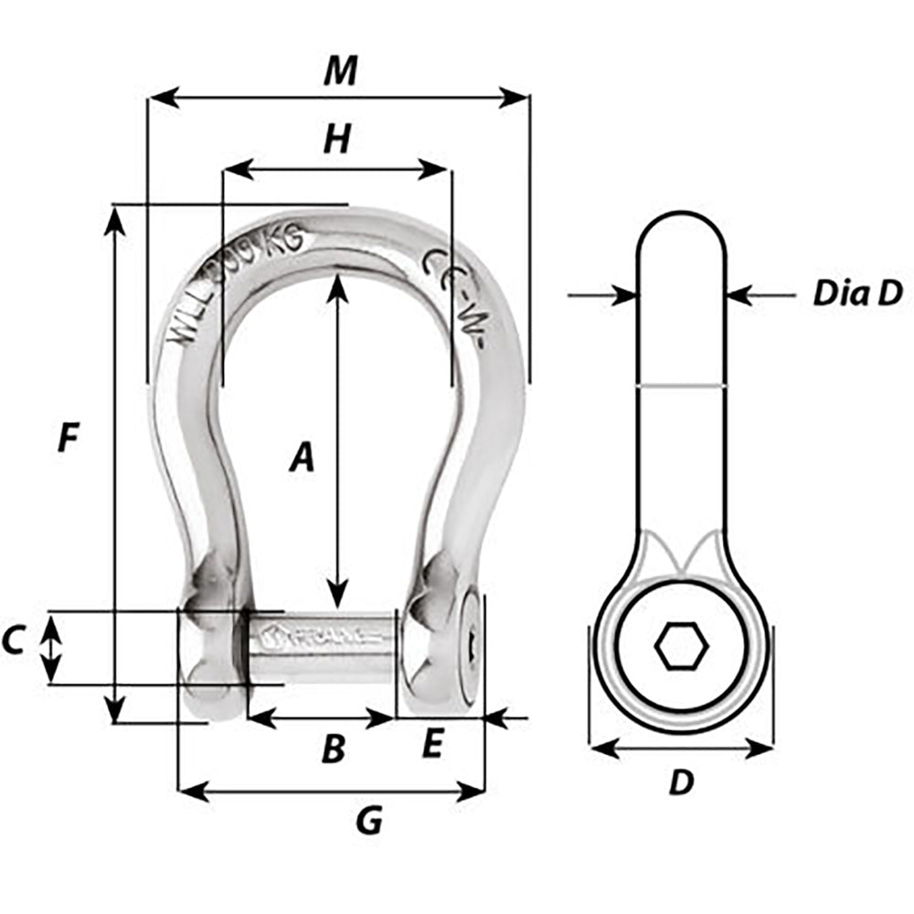 Wichard Self-Locking Allen Head Pin Bow Shackle - 6mm Diameter - 1/4" [01343] - Premium Shackles/Rings/Pins from Wichard Marine - Just $26.99! 