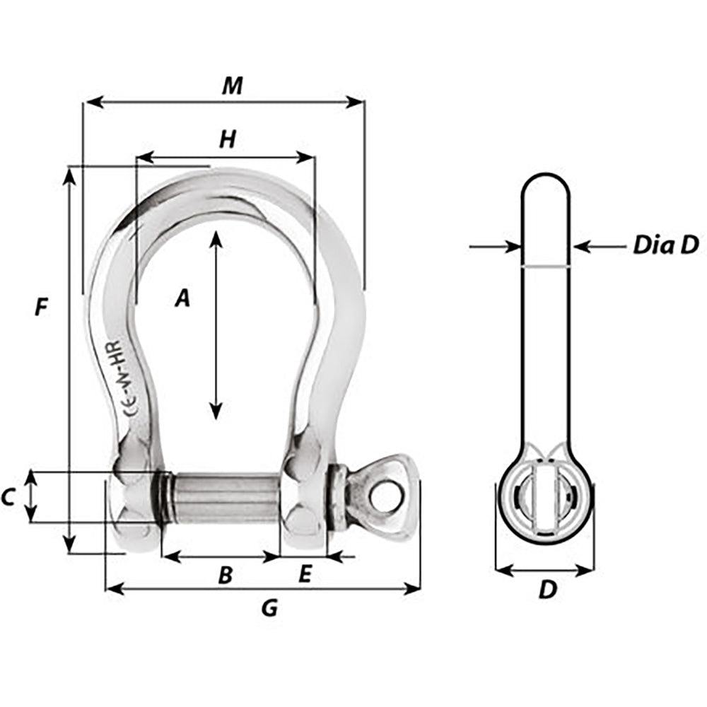 Wichard HR Bow Shackle - 8mm Pin Diameter [11244] - Premium Shackles/Rings/Pins from Wichard Marine - Just $63.99! 