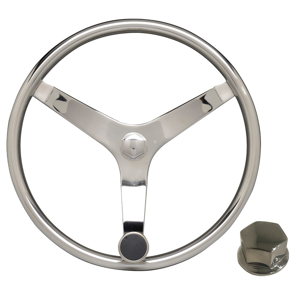 Uflex - V46 - 13.5" Stainless Steel Steering Wheel w/Speed Knob  Chrome Nut [V46 KIT] - Premium Steering Wheels from Uflex USA - Just $211.99! 