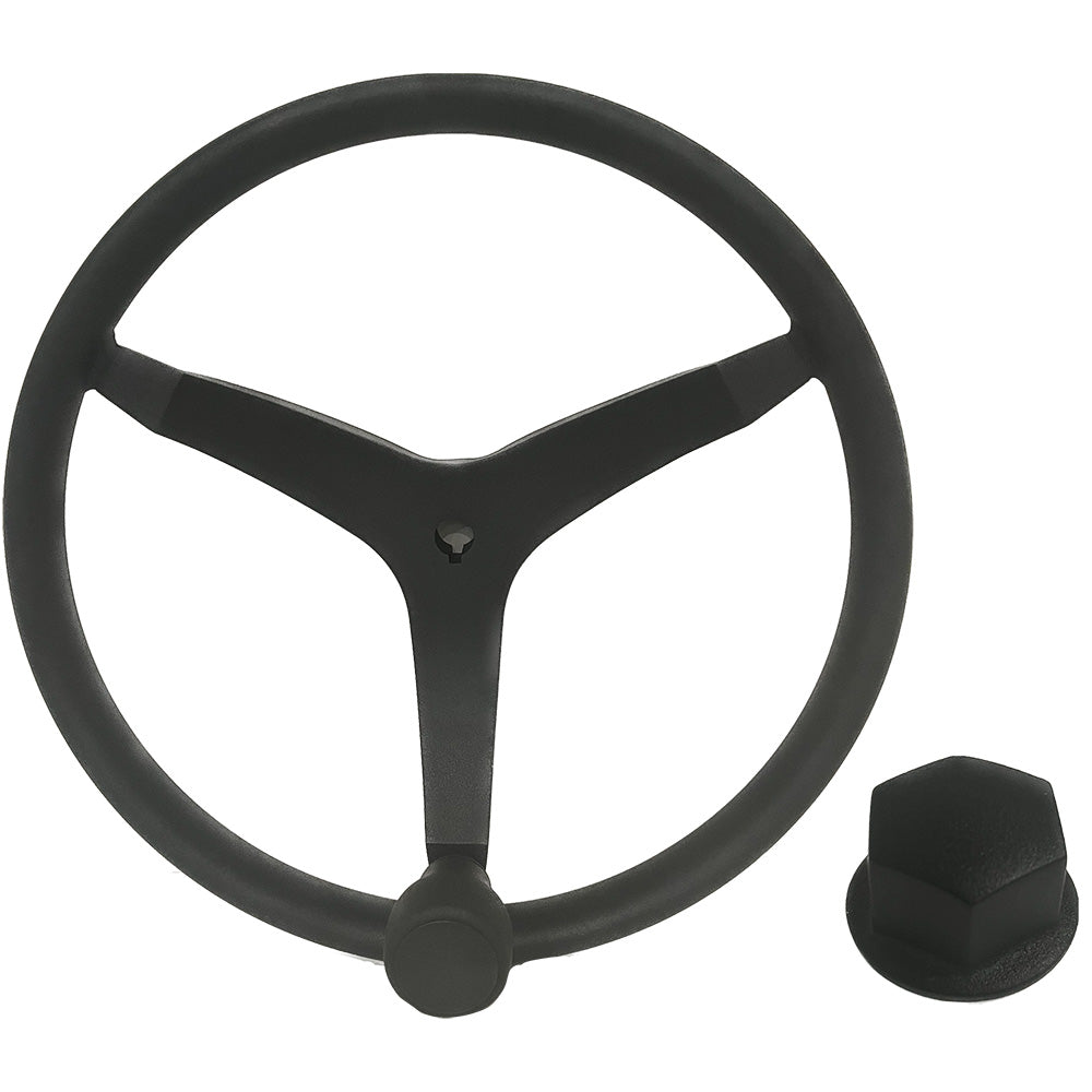 Uflex - V46 - 13.5" Stainless Steel Steering Wheel w/Speed Knob  Chrome Nut - Black [V46B KIT] - Premium Steering Wheels from Uflex USA - Just $312.99! 