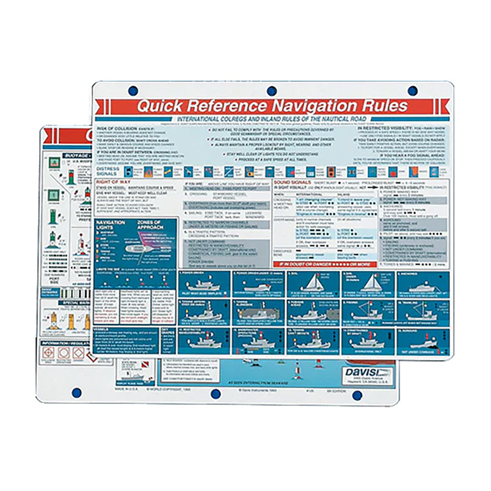 Davis Quick Reference Navigation Rules Card [125] - Premium Accessories from Davis Instruments - Just $13.99! 