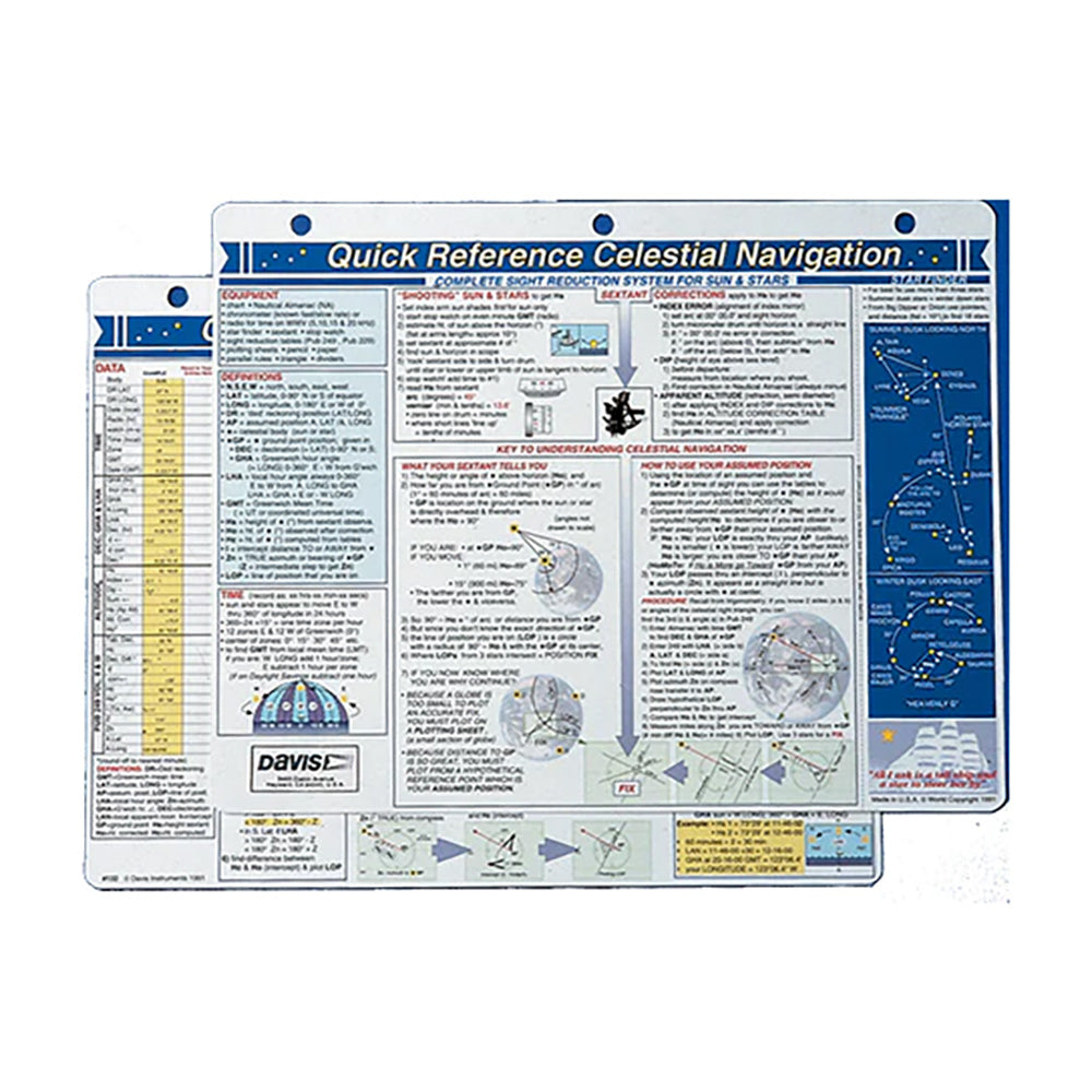 Davis Quick Reference Celestial Navigation Card [132] - Premium Accessories from Davis Instruments - Just $13.99! 