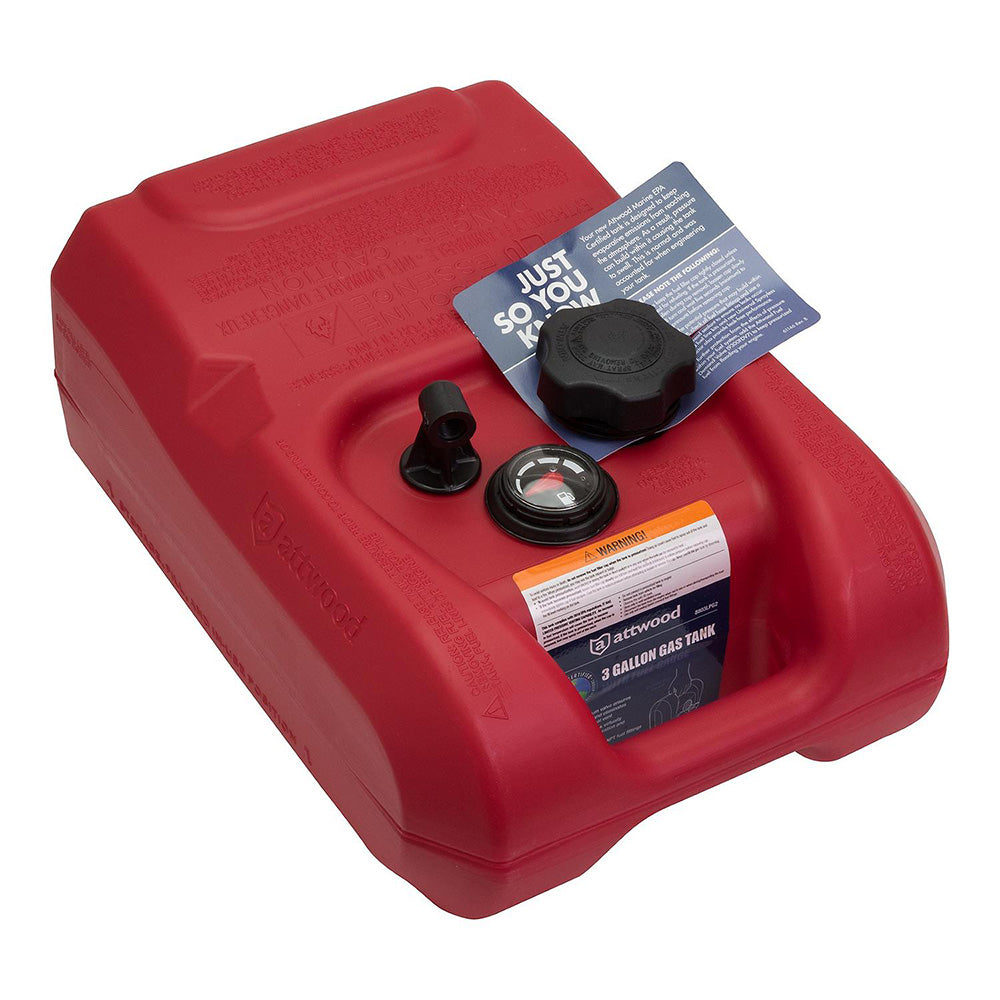 Attwood Portable Fuel Tank - 3 Gallon w/Gauge [8803LPG2] - Premium Fuel Systems from Attwood Marine - Just $58.99! 