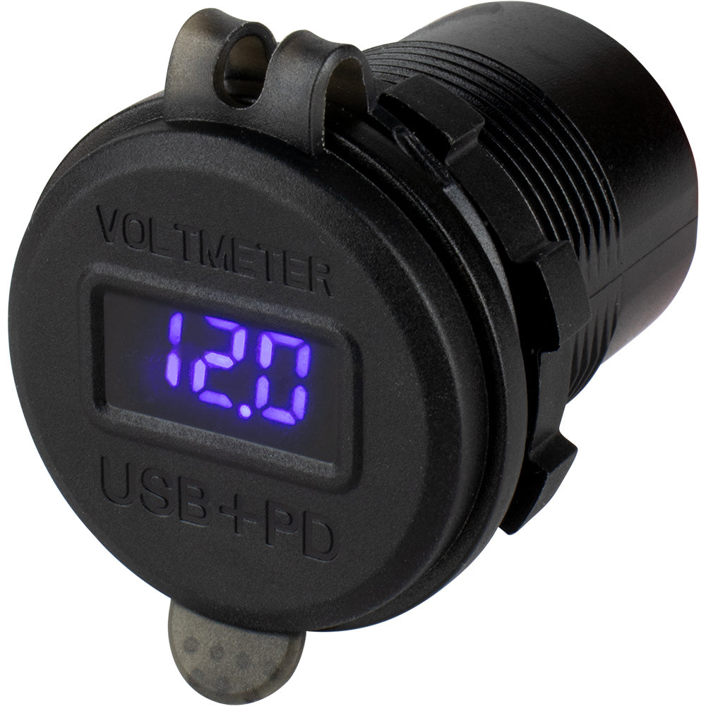 Sea-Dog Round USB  USB-C Power Socket w/Hidden Voltmeter [426518-1] - Premium Accessories from Sea-Dog - Just $30.99! 