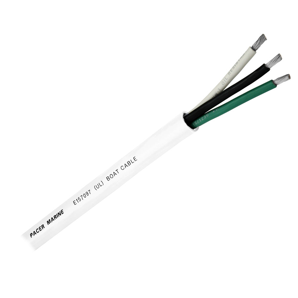 Pacer Round 3 Conductor Cable - 100 - 12/3 AWG - Black, Green  White [WR12/3-100] - Premium Wire from Pacer Group - Just $147.99! 