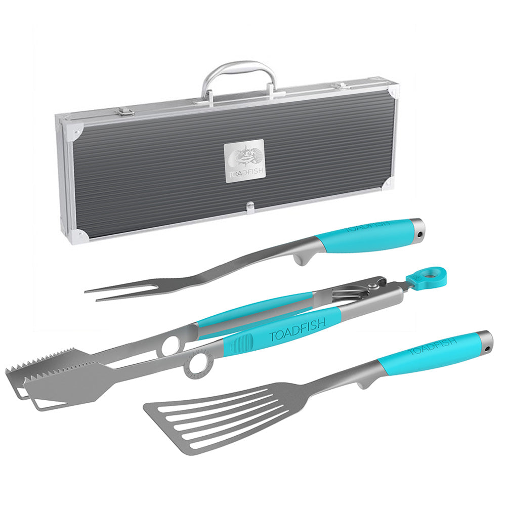 Toadfish Ultimate Grill Set + Case - Tongs, Spatula  Fork [1092] - Premium Deck / Galley from Toadfish - Just $59.99! 