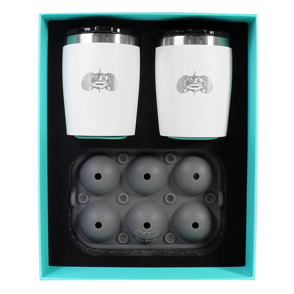 Toadfish Non-Tipping 10oz White Rocks Tumblers w/Ice Ball Tray - 2 Tumblers [1119] - Premium Deck / Galley from Toadfish - Just $44.99! 