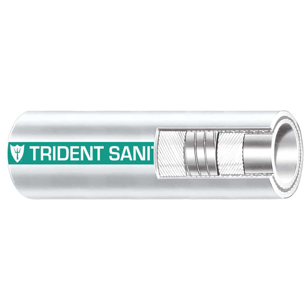 Trident Marine 1-1/2" Premium Marine Sanitation Hose - White with Green Stripe - Sold by the Foot [102-1126-FT] - Premium Hose from Trident Marine - Just $18.99! 