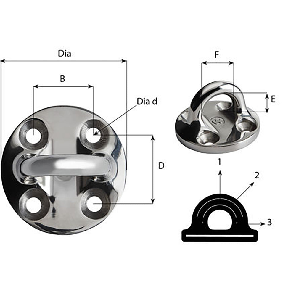 Wichard Round Pad Eye - 57mm Diameter (2-1/4") - Fixed [6635] - Premium Accessories from Wichard Marine - Just $58.99! 