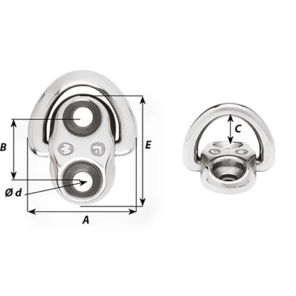 Wichard Folding Pad Eye - 6mm Diameter (15/64") - 2 Fixed Holes [6684] - Premium Accessories from Wichard Marine - Just $37.99! 